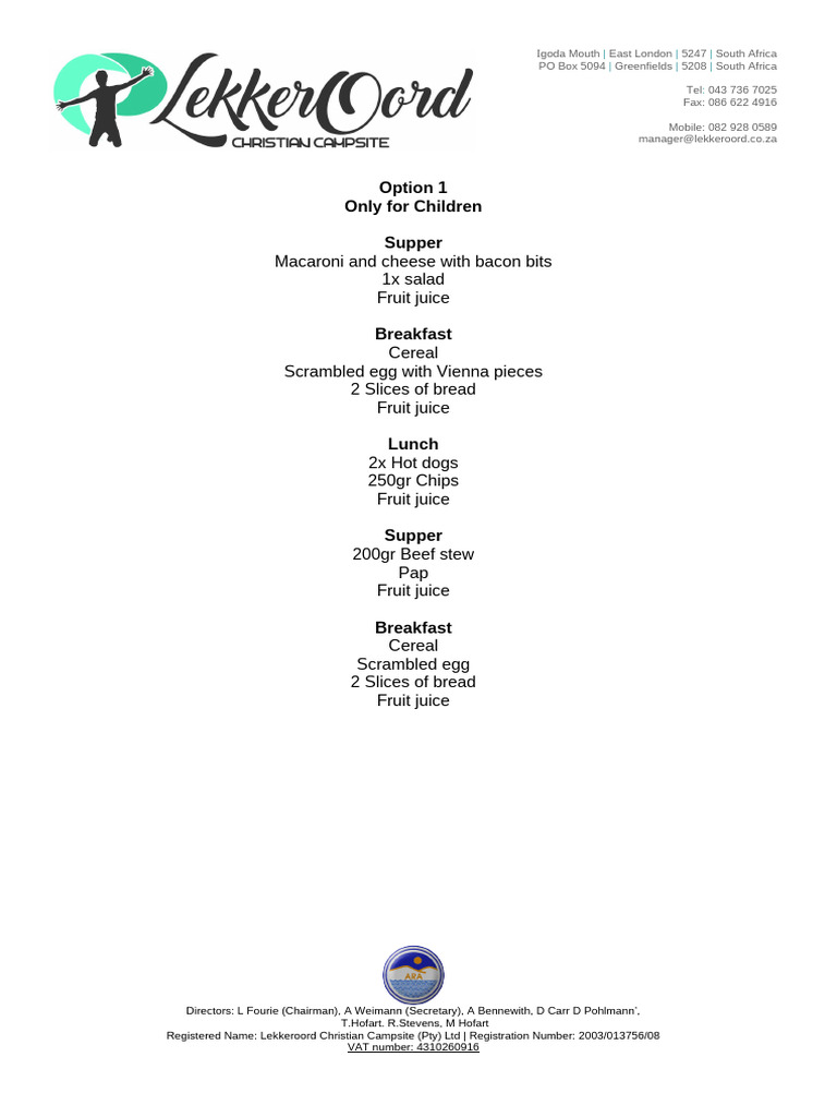 Menus | PDF | Meal | Lunch