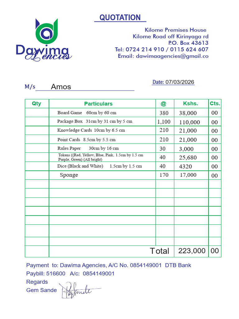 Amos INVOICE | PDF