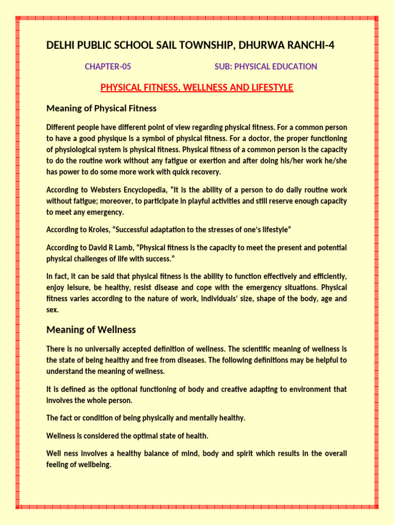 (CH-5)Physical Fitness,Health & Wellness | PDF | Flexibility (Anatomy ...