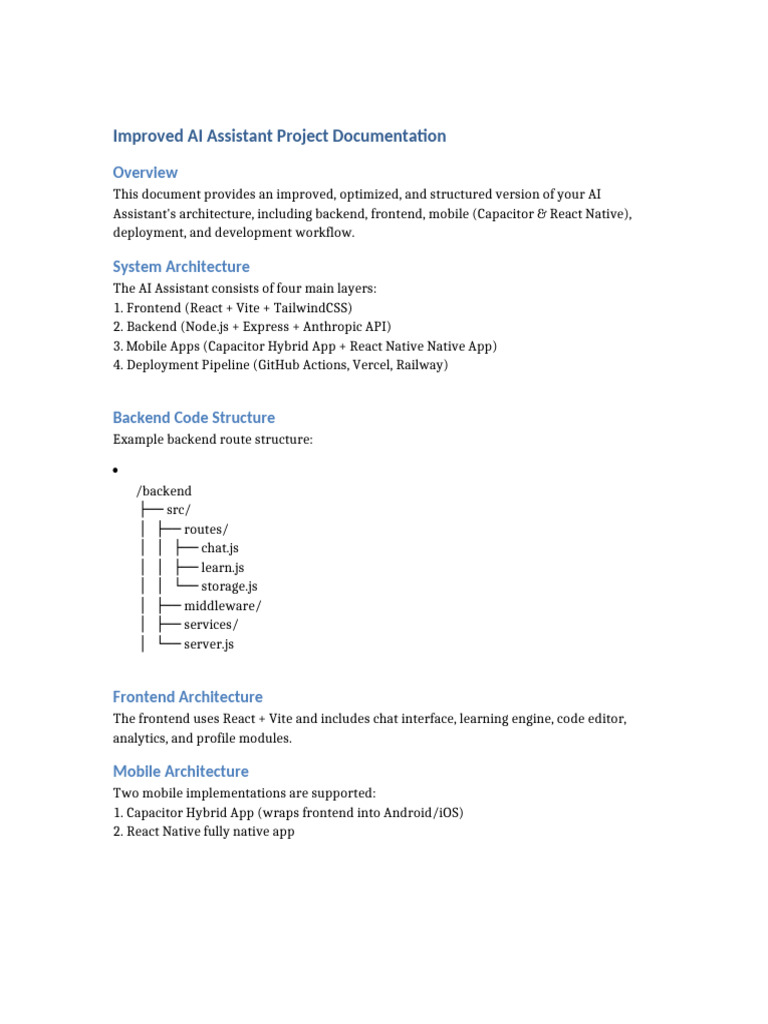 AI Assistant Improved Documentation | PDF