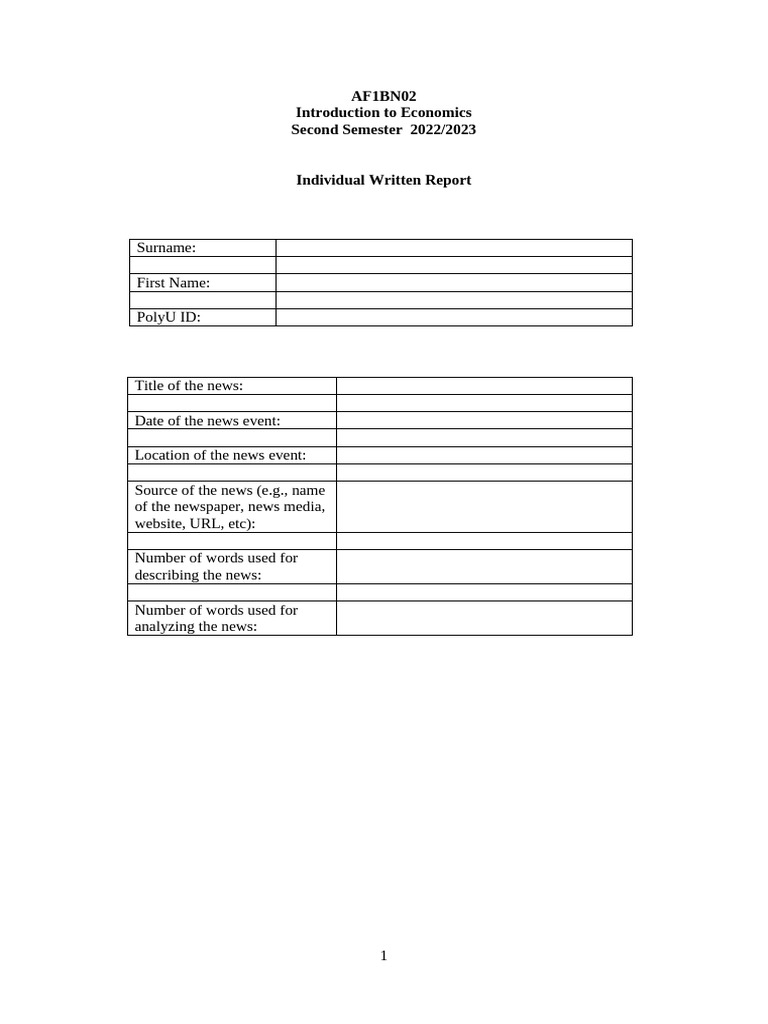 AF1BN02 Individual Written Report Template(1) | PDF