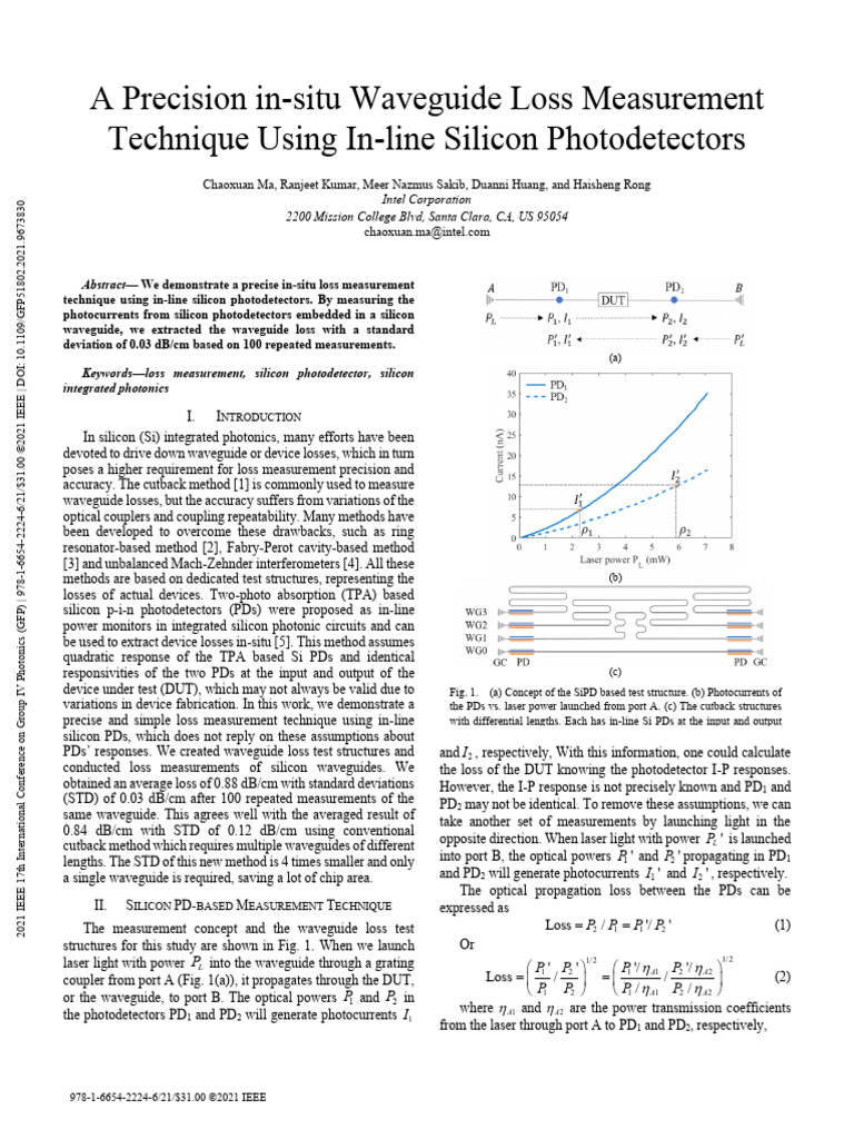 A Precision In-Situ Waveguide Loss Measurement Technique Using In-Line ...