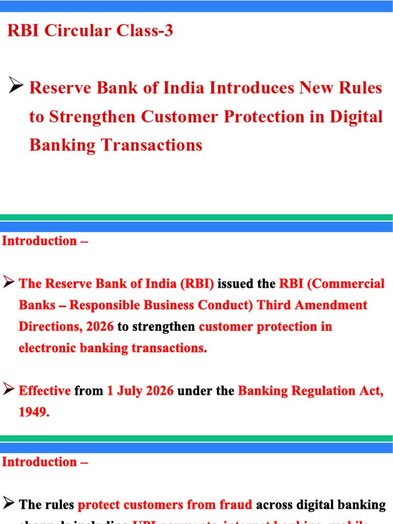 RBI Circular Class 3 Reserve Bank of India Introduces New Rules | PDF