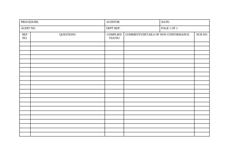 Form Audit Checklist | PDF