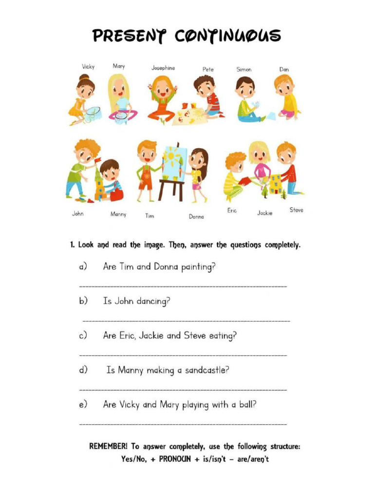 Present Continuous. Questions | PDF