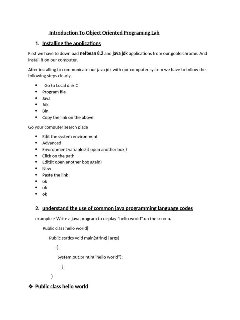 Introduction To Object Oriented Programing Lab 1 | PDF | Parameter ...