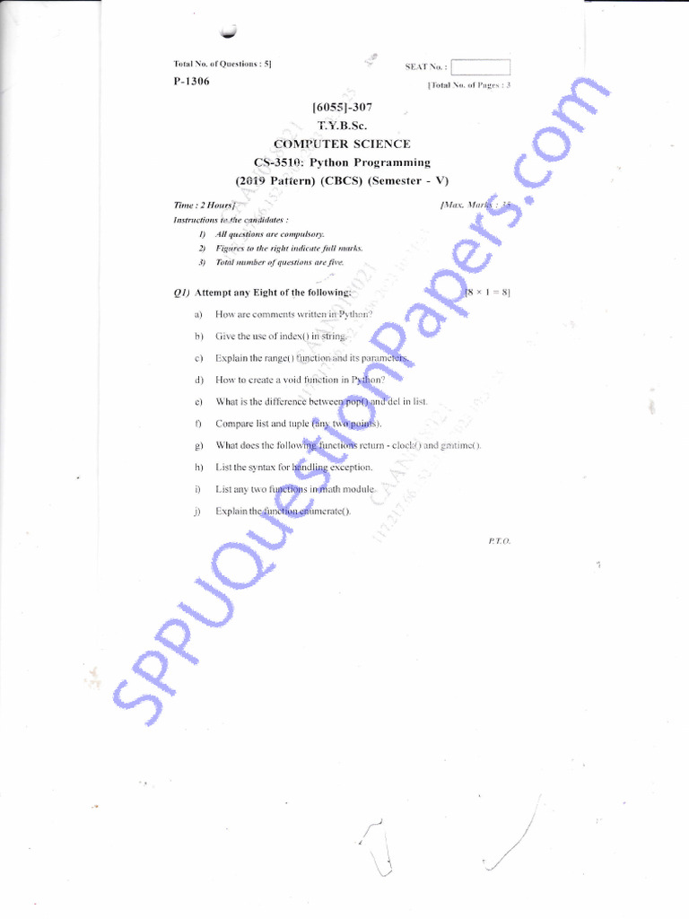 Bsc Computer Science Cs Semester 5 2023 April Python Programming r ...