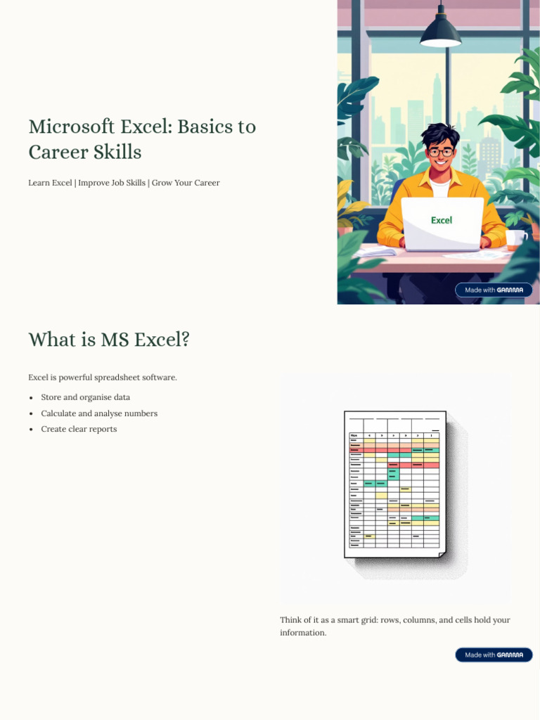 Microsoft Excel Basics To Career Skills | PDF | Microsoft Excel | Computing