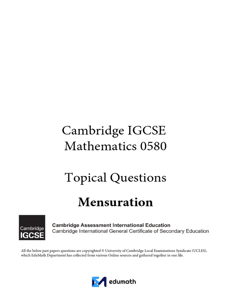 1747100163-Mensuration 1 - Extended Math | PDF | Area | Sphere