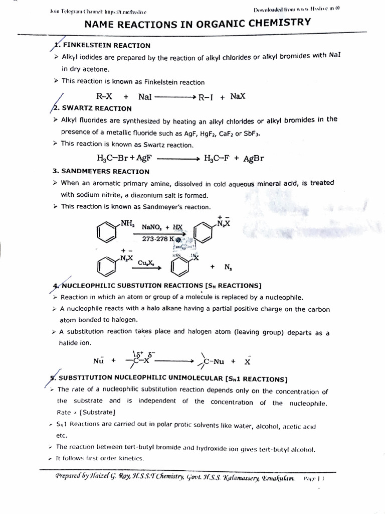 Name Reactions in Organic Chemistry PDF | PDF | Chemical Reactions | Ether
