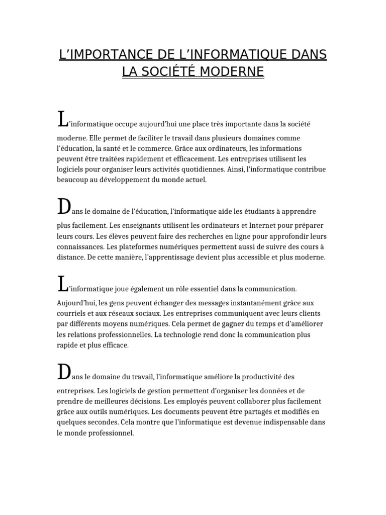 Projet Word Informatique Mitsuka Mezile-1 | PDF | Informatique ...