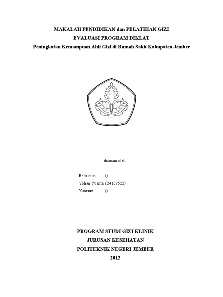 Makalah Pendidikan Dan Pelatihan Gizi New