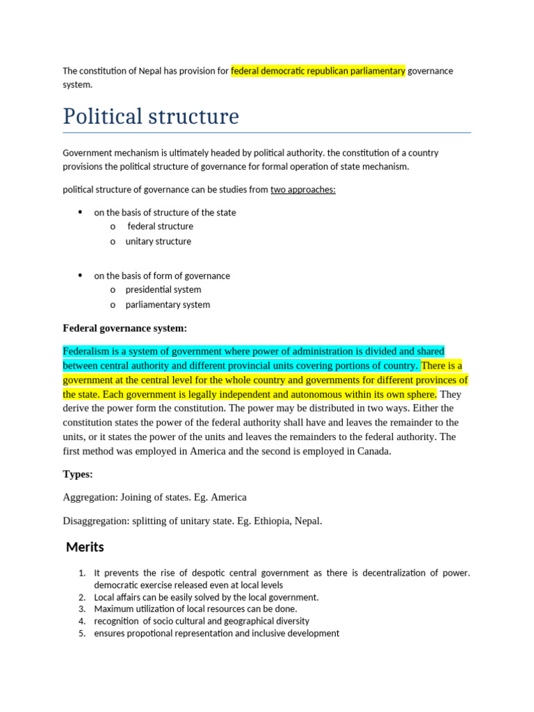 1.2 Political and Administrative Structure of Governance | PDF ...