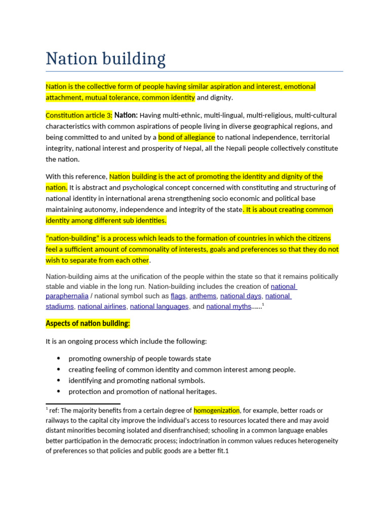 1.4 Nation Building and State Building | PDF | Governance | Democracy