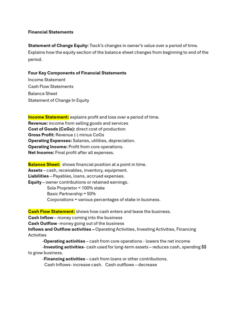 Financial Statement Lesson | PDF | Equity (Finance) | Balance Sheet