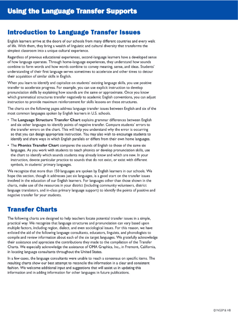 Using Language Transfer Charts | PDF