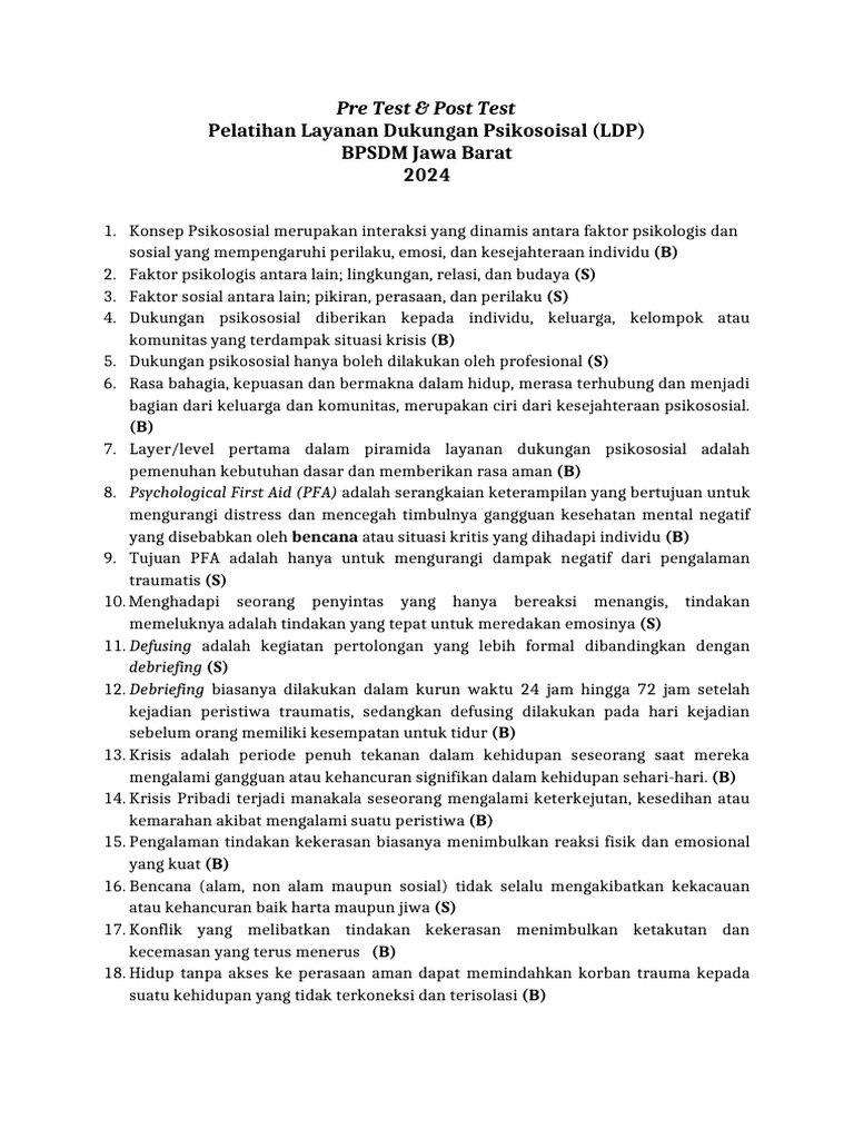 Pre Post Test | PDF