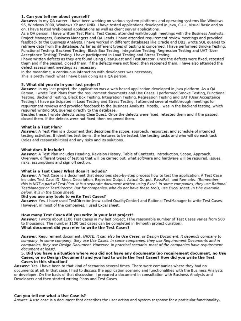 Interview Questions For QA Tester | PDF | Software Testing | Software ...
