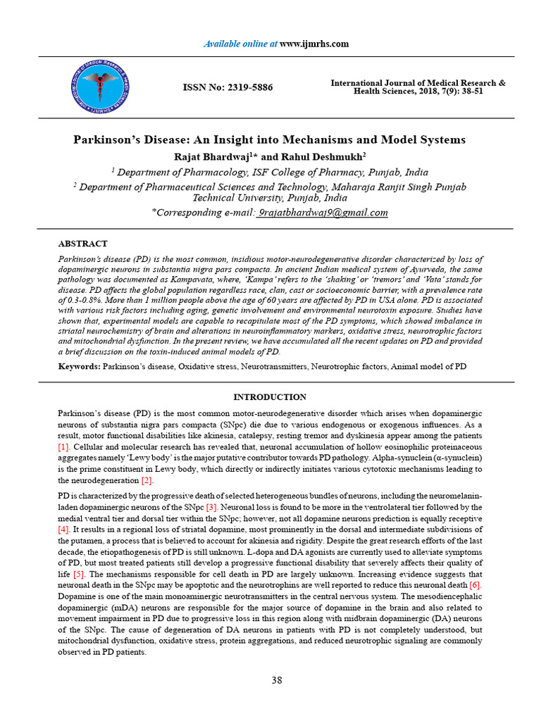 Parkinsons Disease An Insight Into Mechanisms and Model Systems | PDF ...