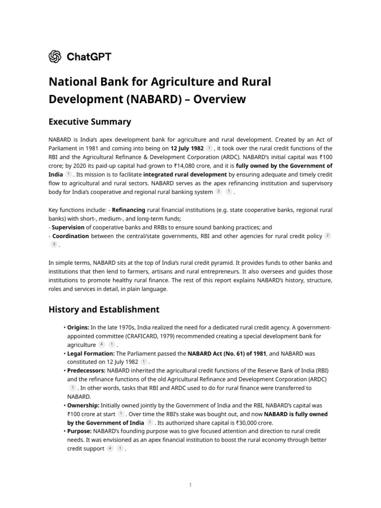 National Bank For Agriculture and Rural Development (NABARD) - Overview ...