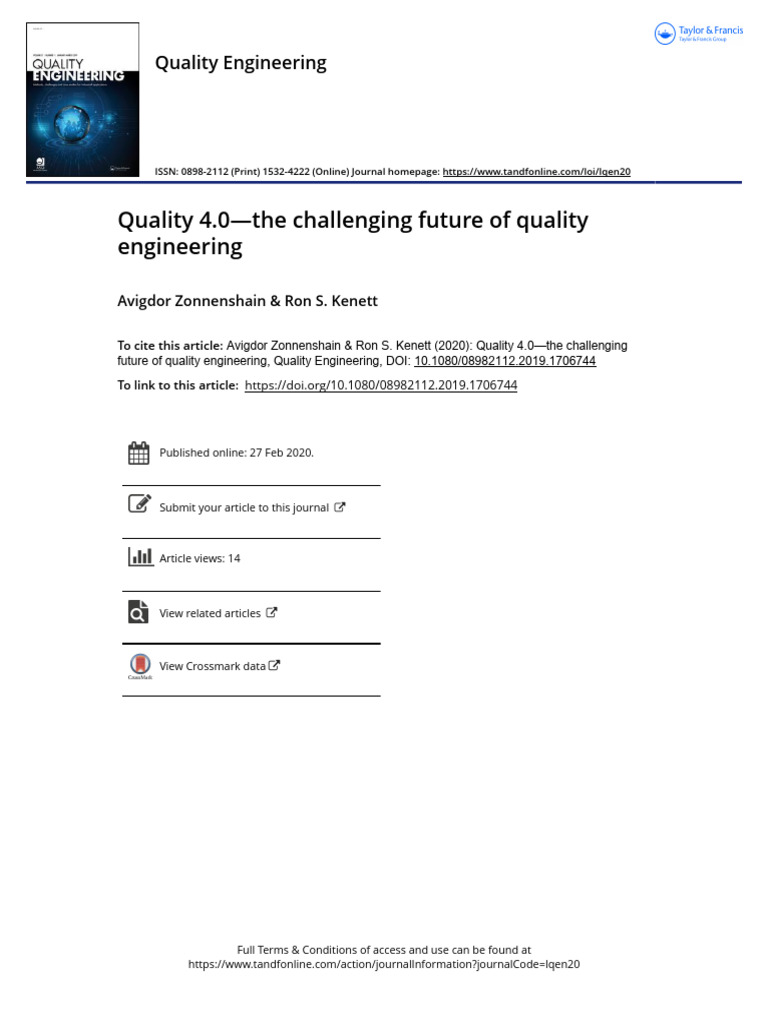 Quality 4.0—the Challenging Future of Quality Engineering | PDF ...