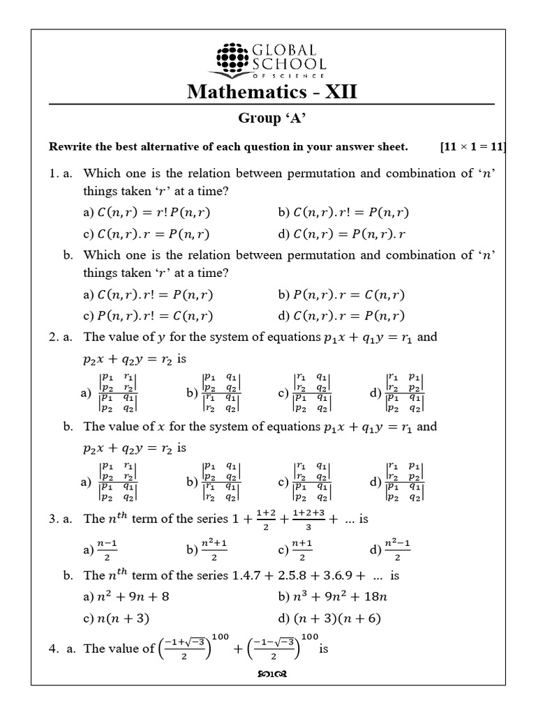 Extra Class MATH - XII | PDF | Analytic Geometry | Mathematics