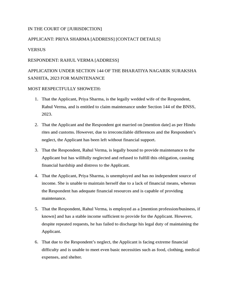 Draft of 144 BNSS DPC | PDF