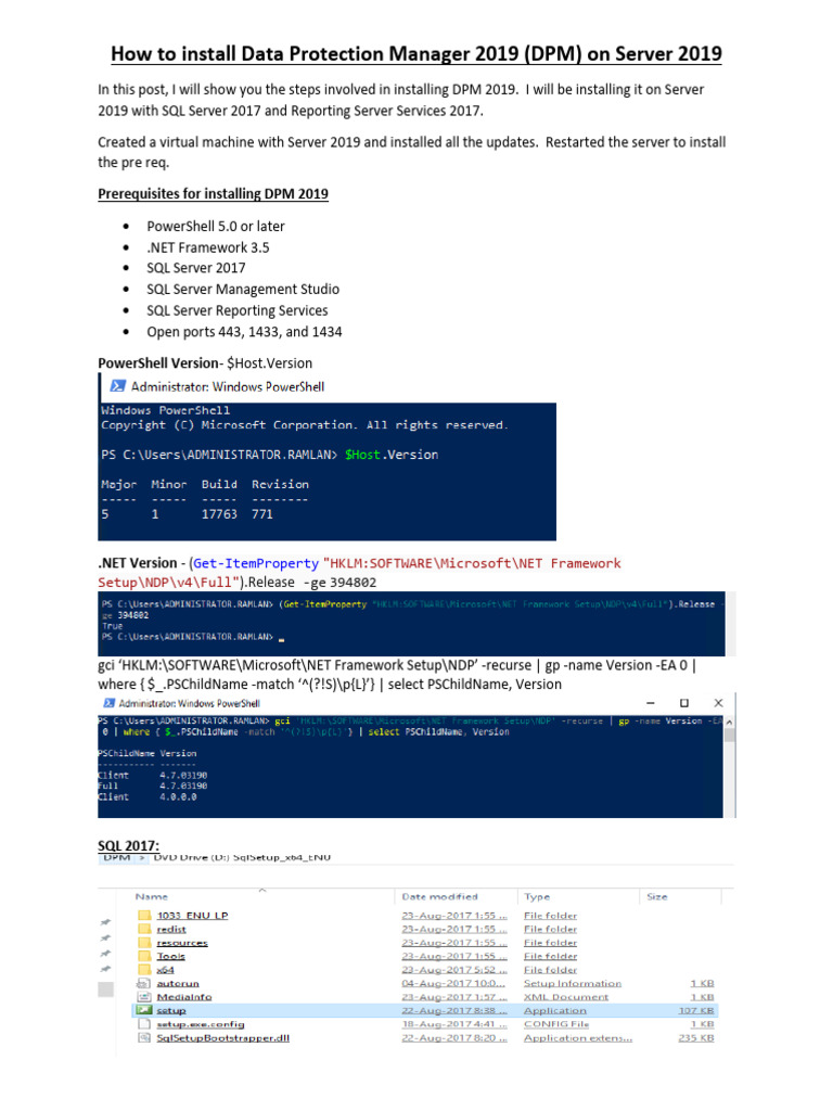 How To Install Data Protection Manager 2019 | PDF