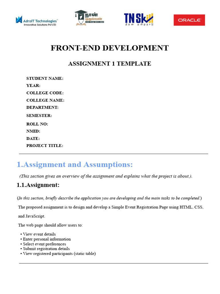 FE Assignment-1 Template | PDF | Java Script | Hypertext