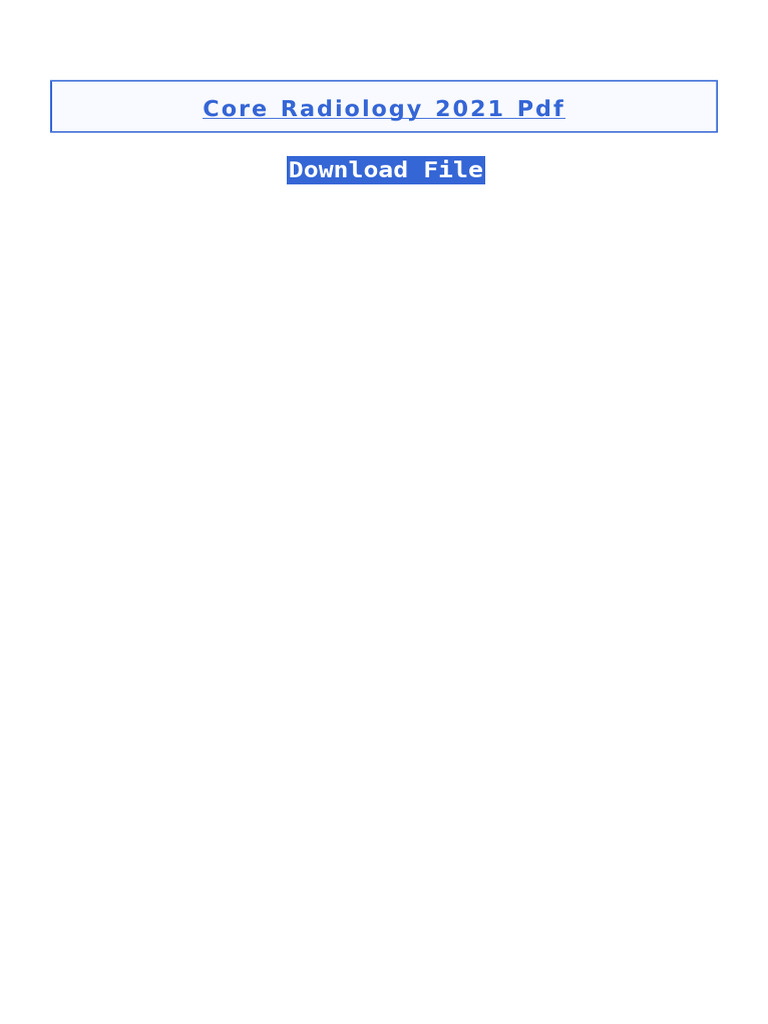 Core Radiology 2021 PDF | PDF