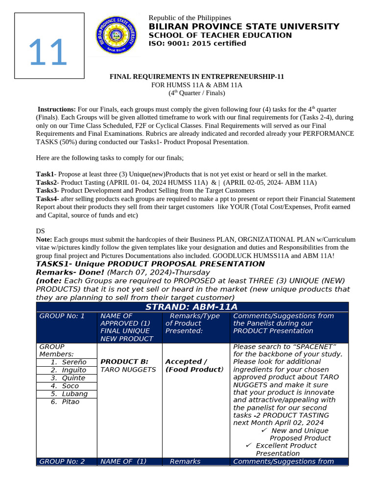 Final Requirements Instructions Done Already For Tasks 1 Unique Product ...