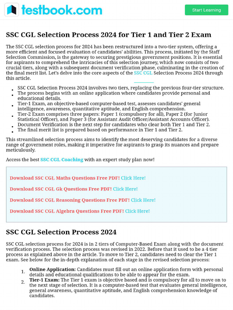 SSC CGL Selection Process 2024 | PDF