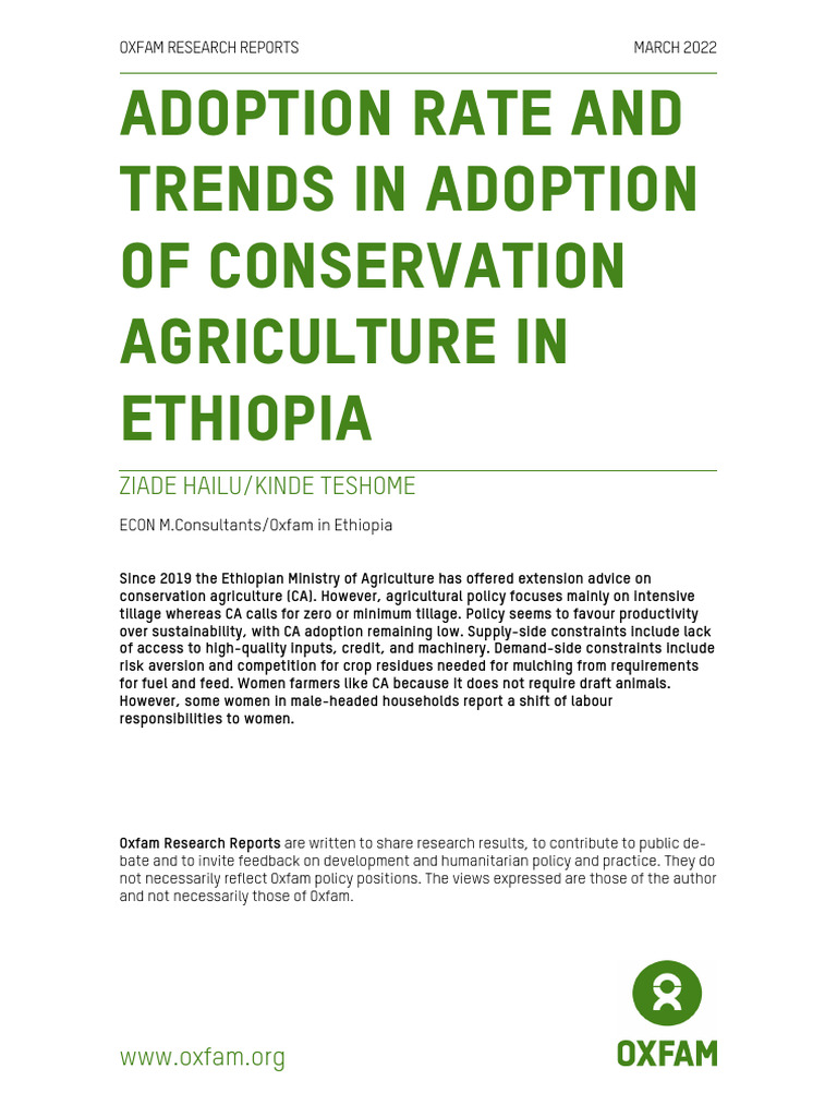 Rr Adoption Rate Trends Adoption Conservation Agriculture Ethiopia ...