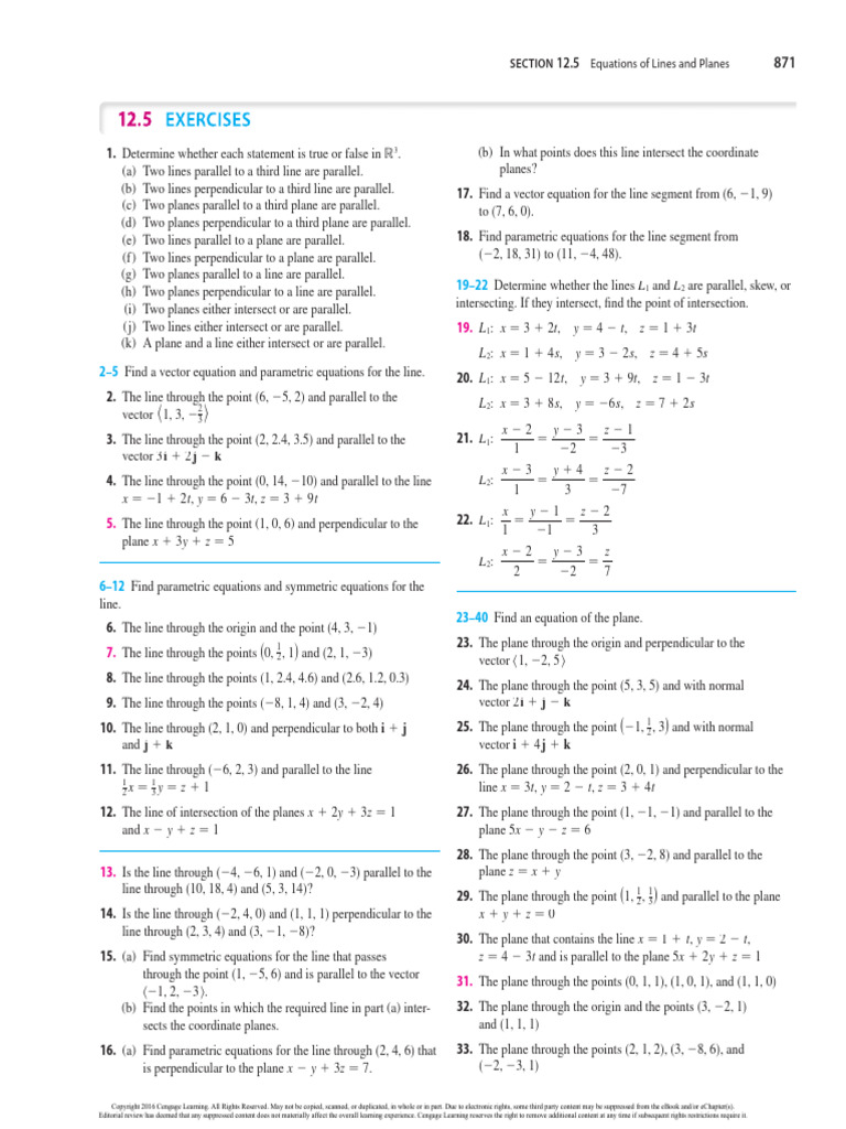 1.3 - (Prob&sol) - Lines and Planes | PDF | Line (Geometry) | Equations