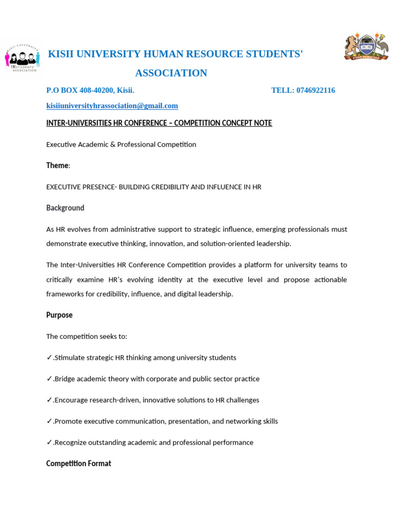 Inter-Universities HR Conference Competition Concept Note | PDF | Human ...