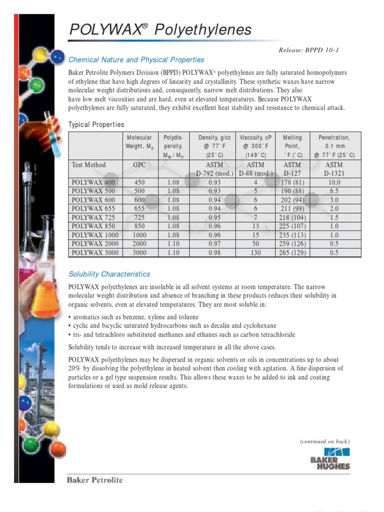 Poly Wax PDF Polyethylene Polymers