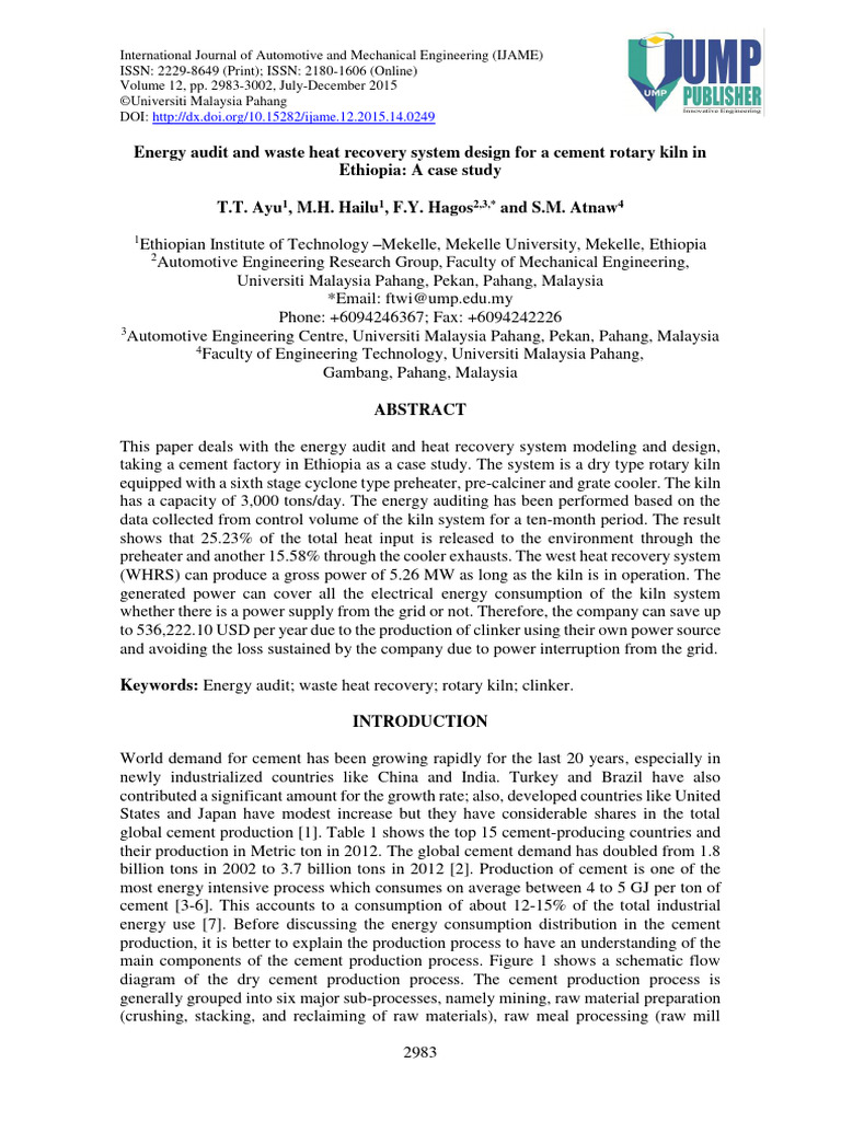 Energy Audit and Waste Heat Recovery System Design | PDF