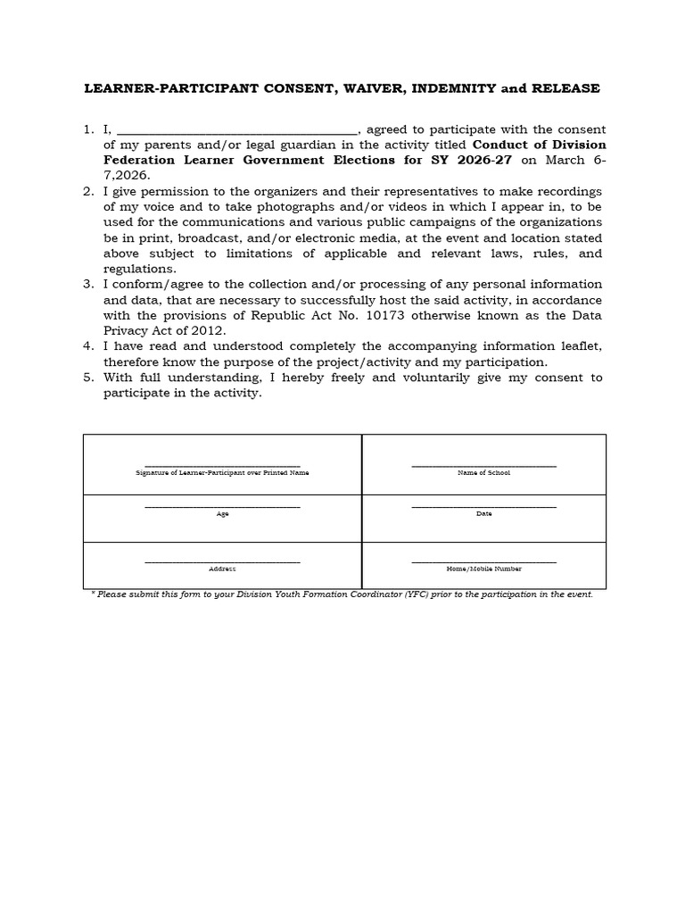Learner Consent and Waiver Form | PDF