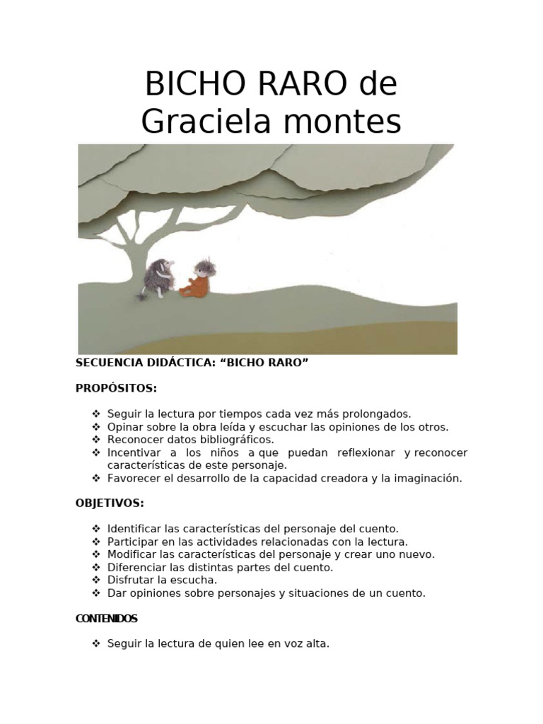 SECUENCIA BICHO RARO Graciela Montes | PDF