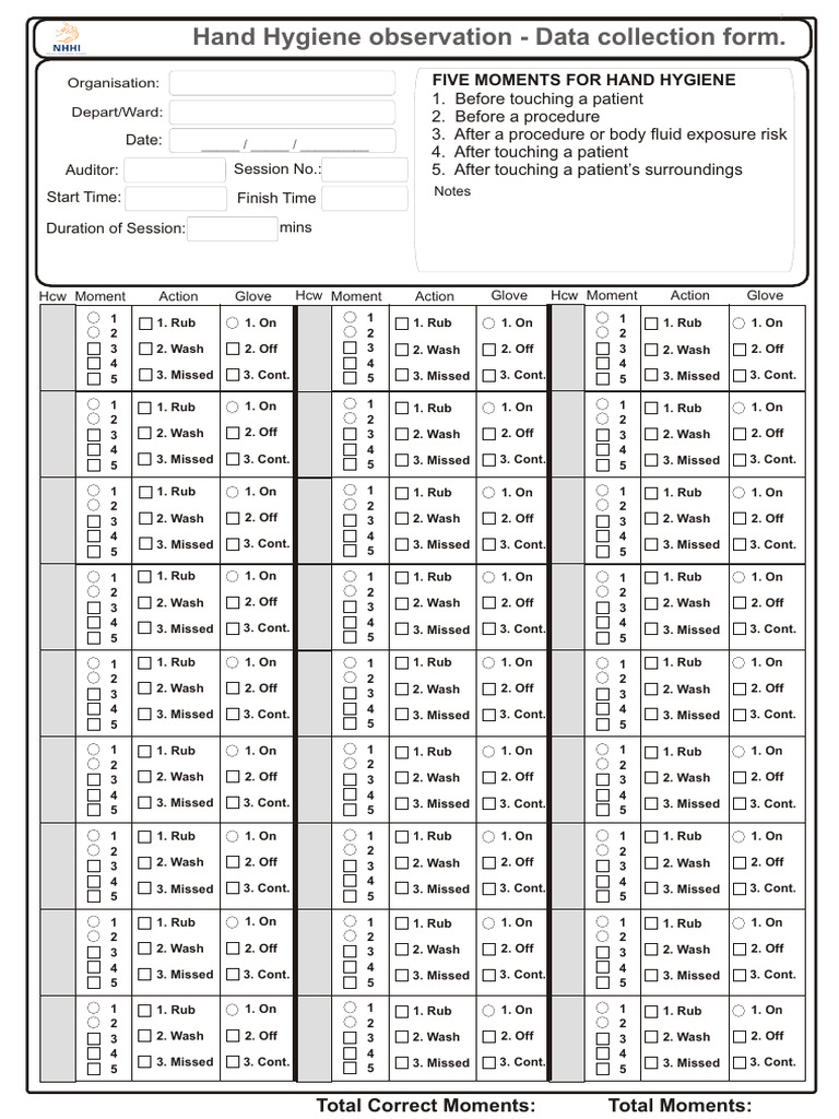 Nhhi Audit Data Collection Form | PDF | Hand Washing