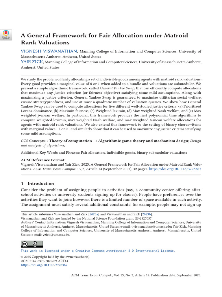 14 A General Framework For Fair Allocation Under Matroid Rank ...
