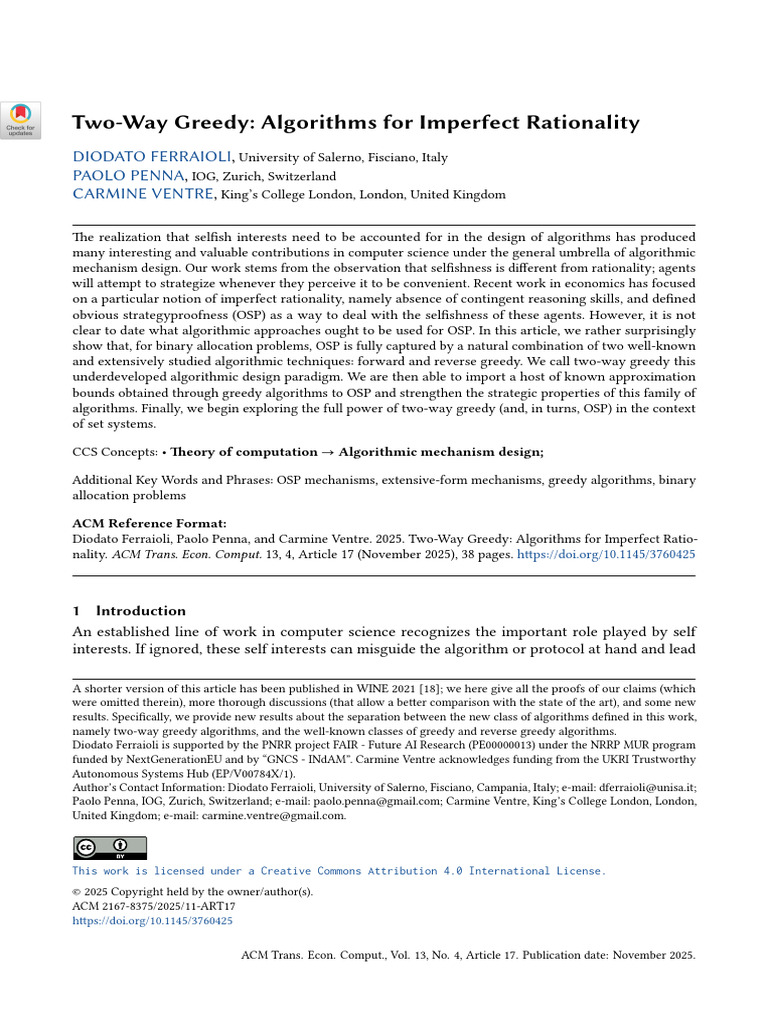 17 Two-Way Greedy - Algorithms For Imperfect Rationality | PDF ...
