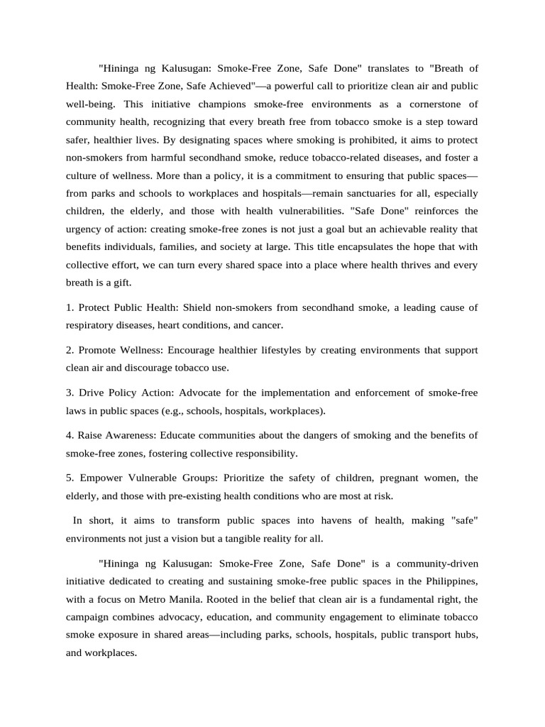 Hininga Ng Kalusugan | PDF | Tobacco Smoking | Addiction
