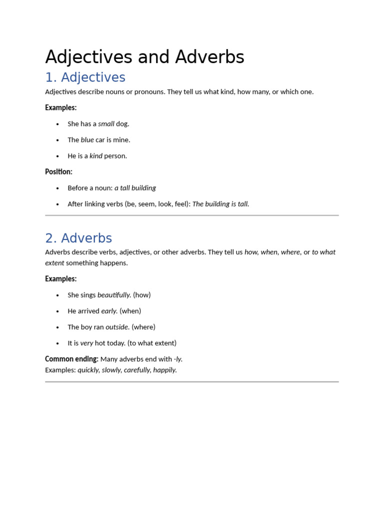 Adjectives and Adverbs | PDF