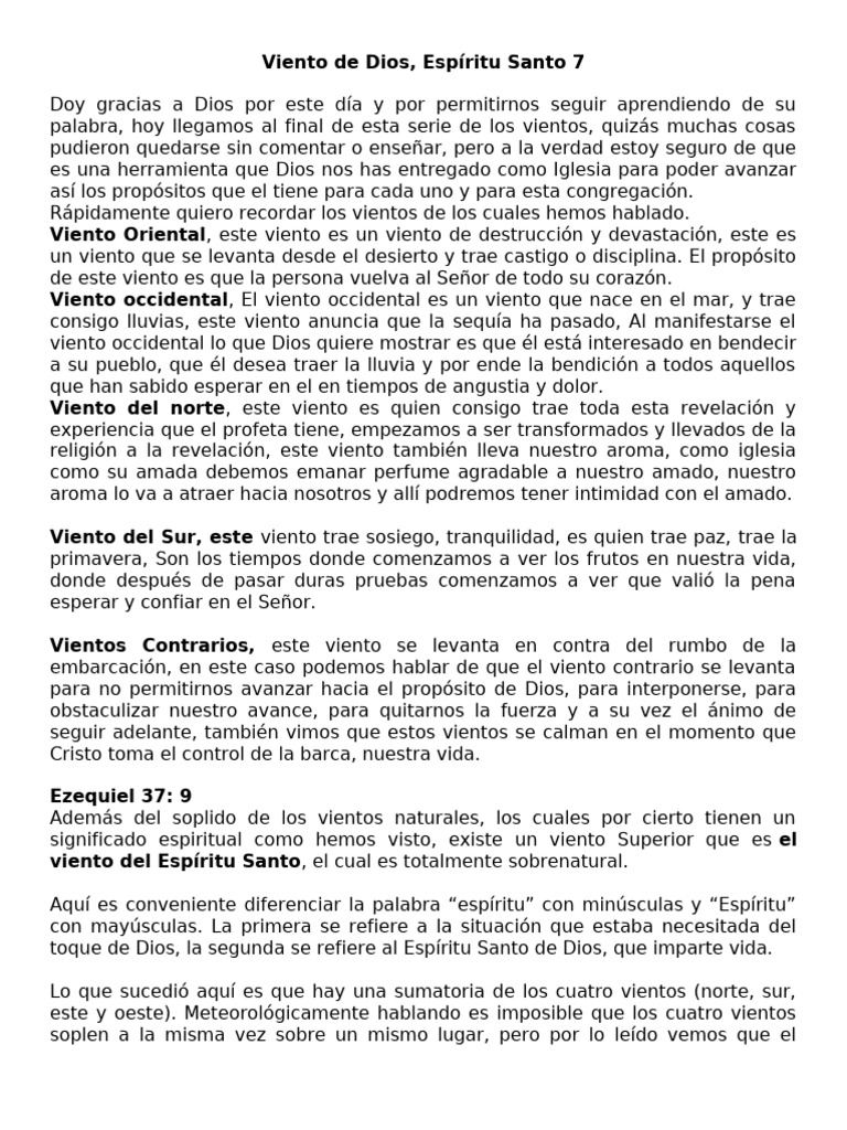 Los Vientos, Espiritu Santo 7 | PDF | Herida | Fruto Del Espiritu Santo