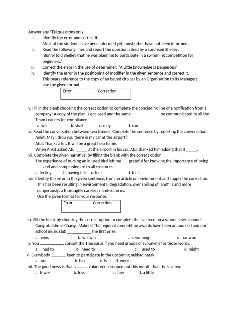 Grammar Exercise For Practice | PDF