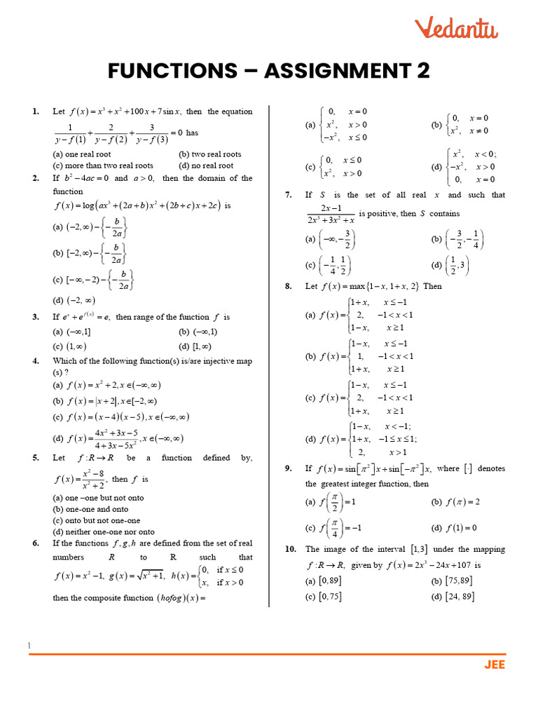 02 - Functions - Assignment 2 | PDF | Function (Mathematics ...