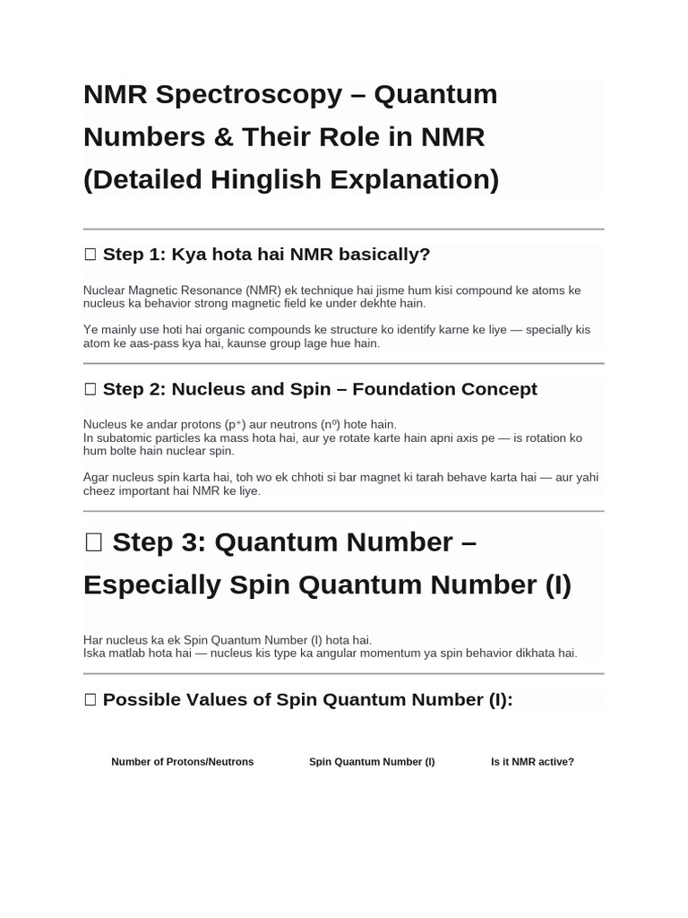 NMR Full | PDF | Nuclear Magnetic Resonance | Carbon 13 Nuclear ...