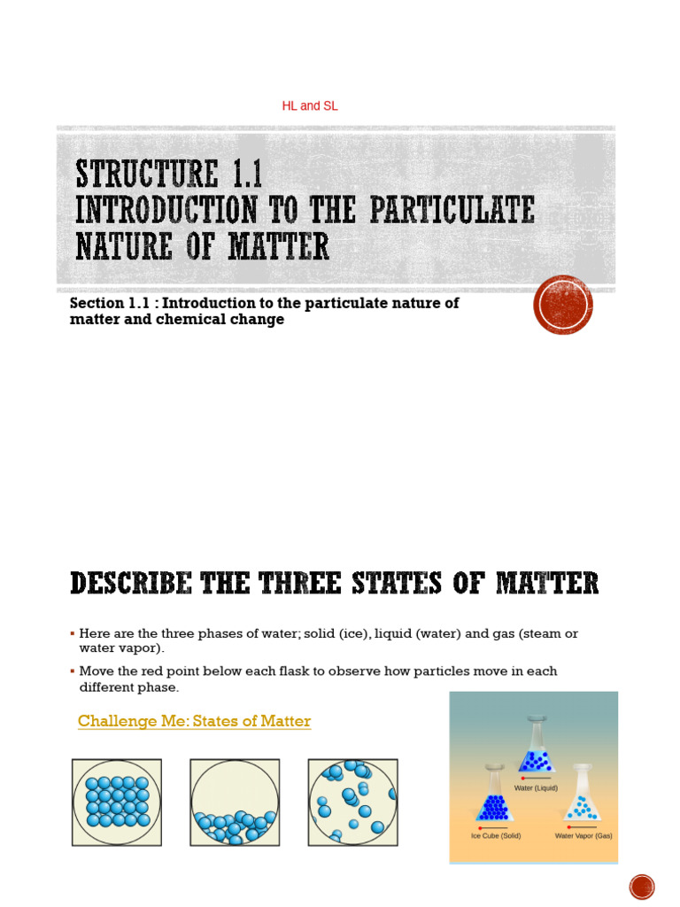 HL and SL Structure 1.1 Introduction To The Particulate Nature of ...