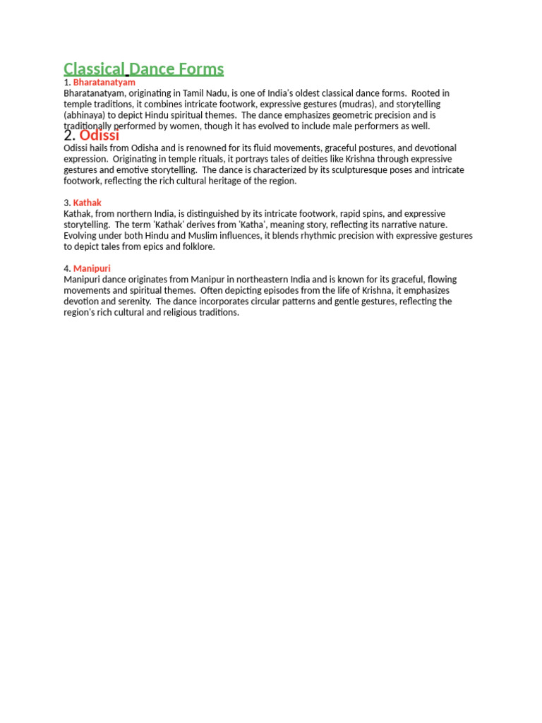 Classical Dance Forms | PDF
